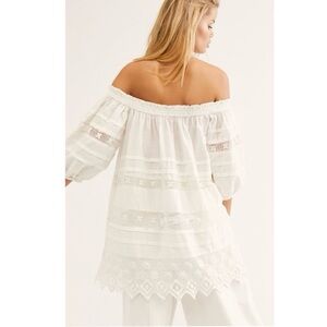 Free People Sounds of Summer Crochet Lace Tunic Shirt Dress Large